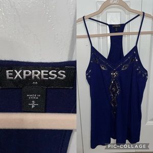 Express SM navy blue sequence top